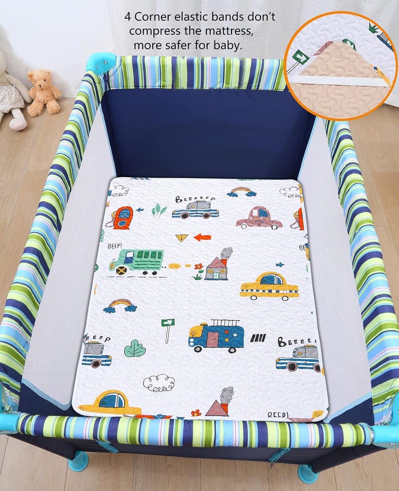 MIIMER Store Padded Pack n Play Sheets Breathable Thick Pack and Play Mattress Protector, Quilted 38x26” Playard Sheet Fitted for Graco, Portable Mini Cribs and Foldable Mattress Pad, Soft Playpen Mattresses Cover - Image 4